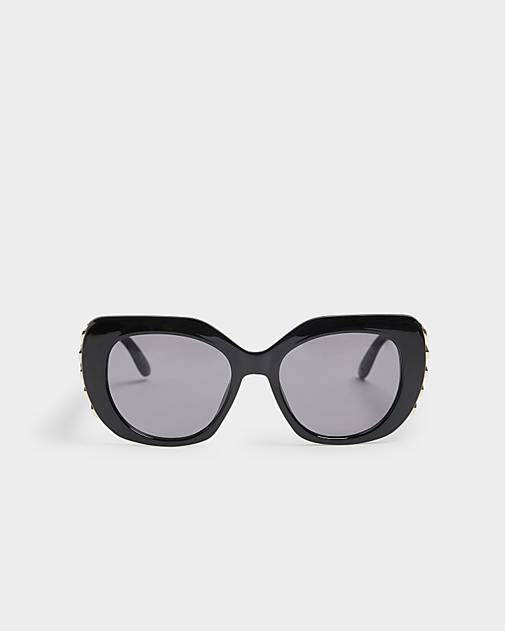 Black embellished square sunglasses