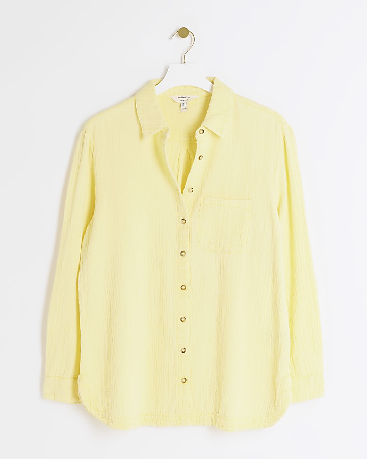 Yellow textured long sleeve shirt