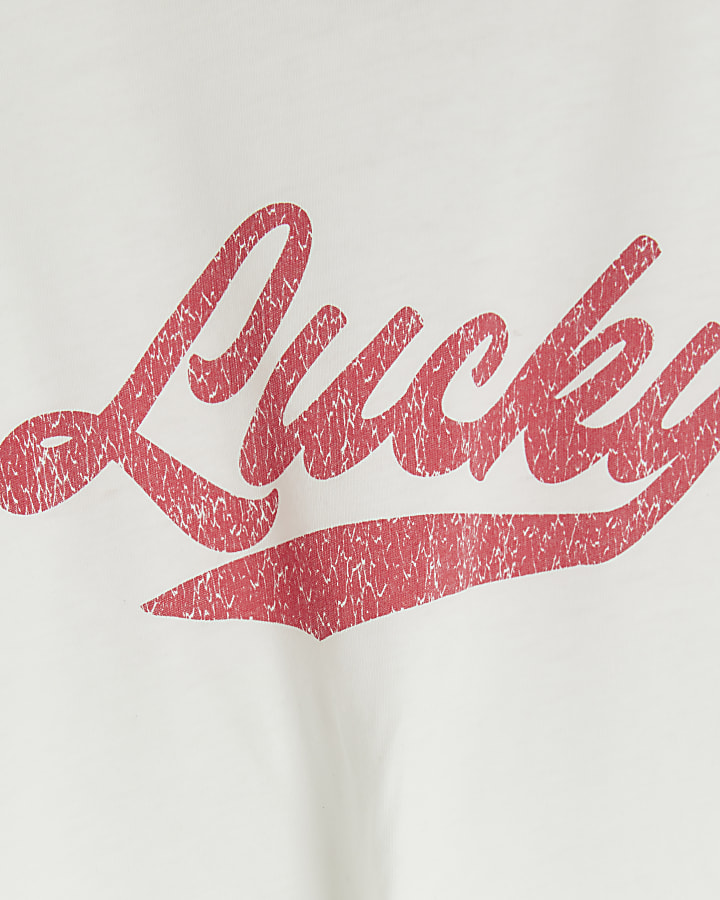 White graphic lucky t-shirt