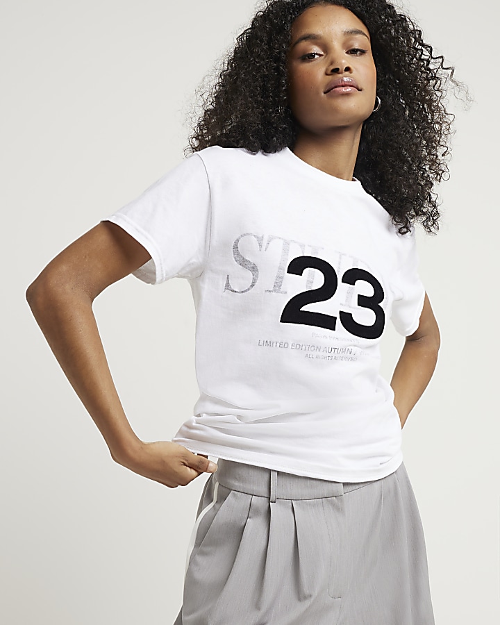 White graphic tshirt River Island