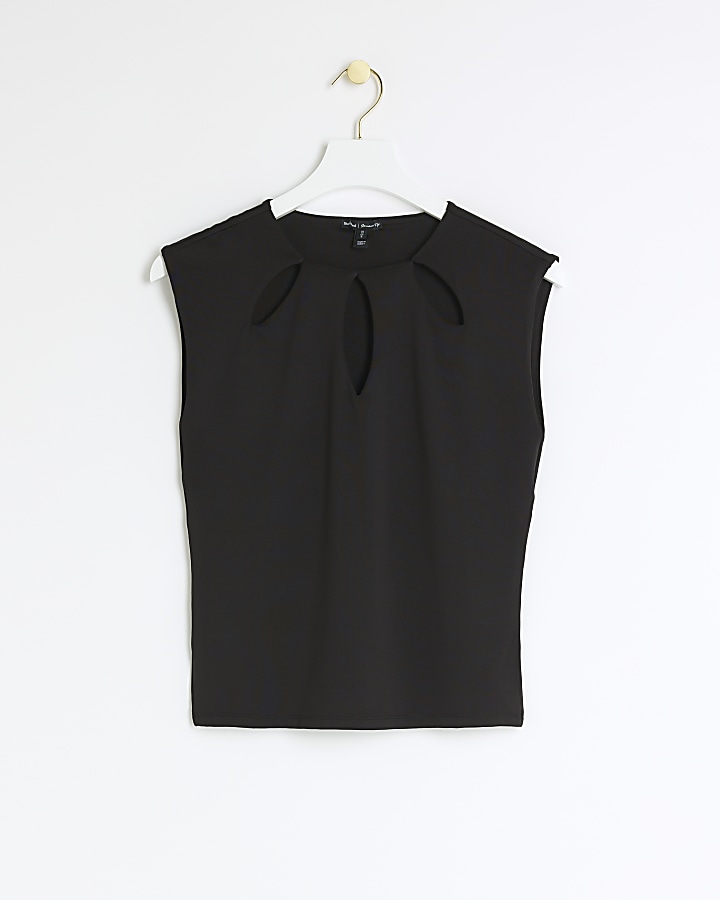 Black cut out sleeveless top
