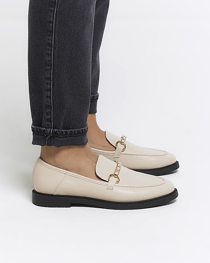 Cream snaffle Flat Loafer River Island