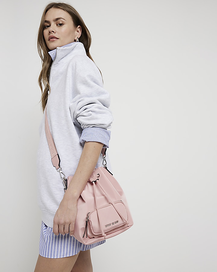 Pink bucket bag