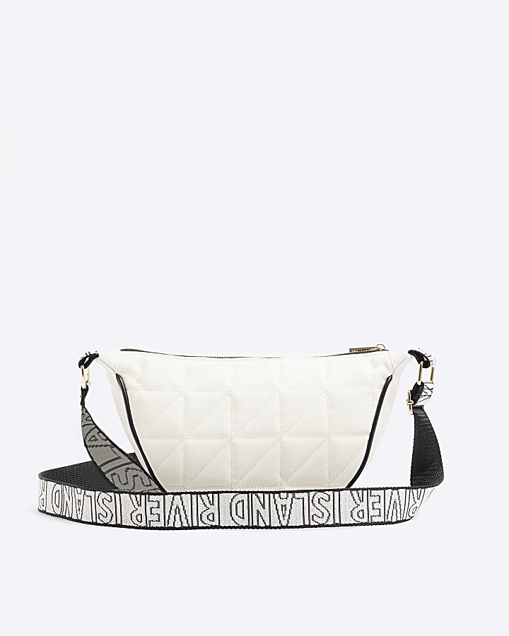 Cream soft quilted cross body bag