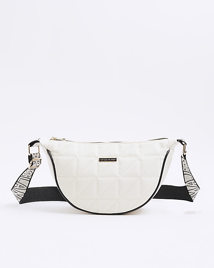 Cream soft quilted cross body bag