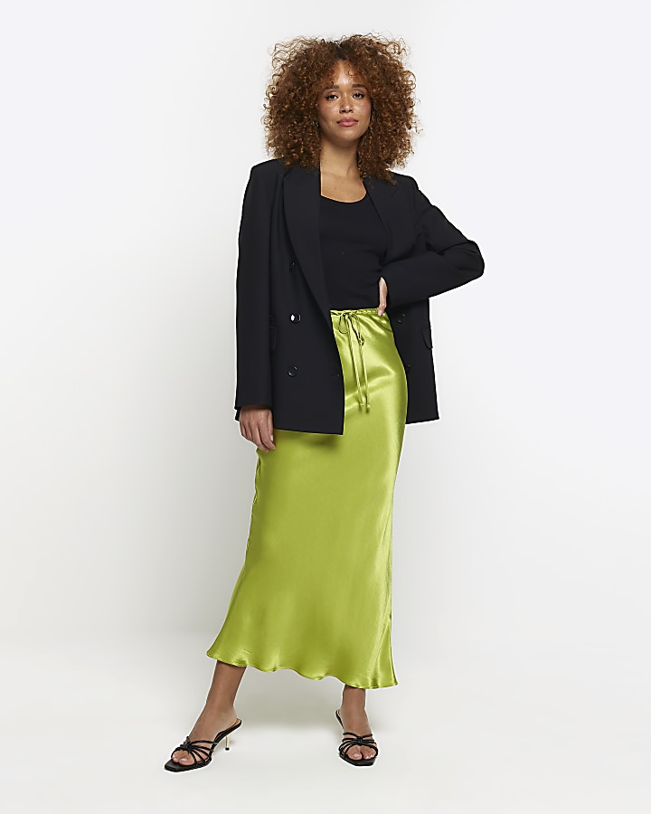 Lime green outlet midi skirt