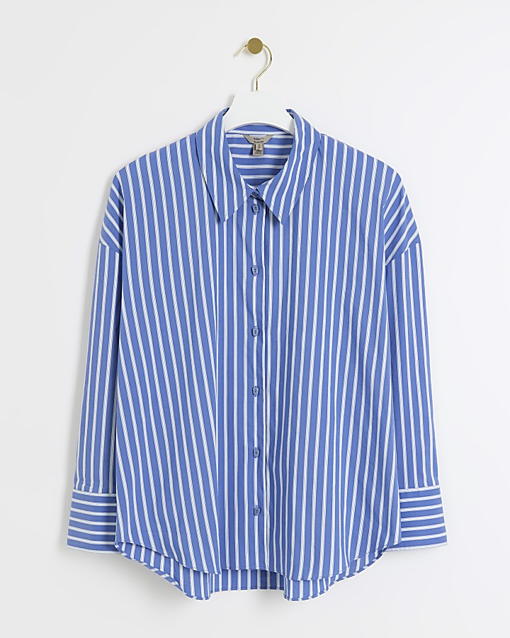 Blue stripe long sleeve shirt River Island
