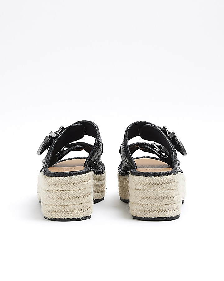 Black buckle espadrille sandals