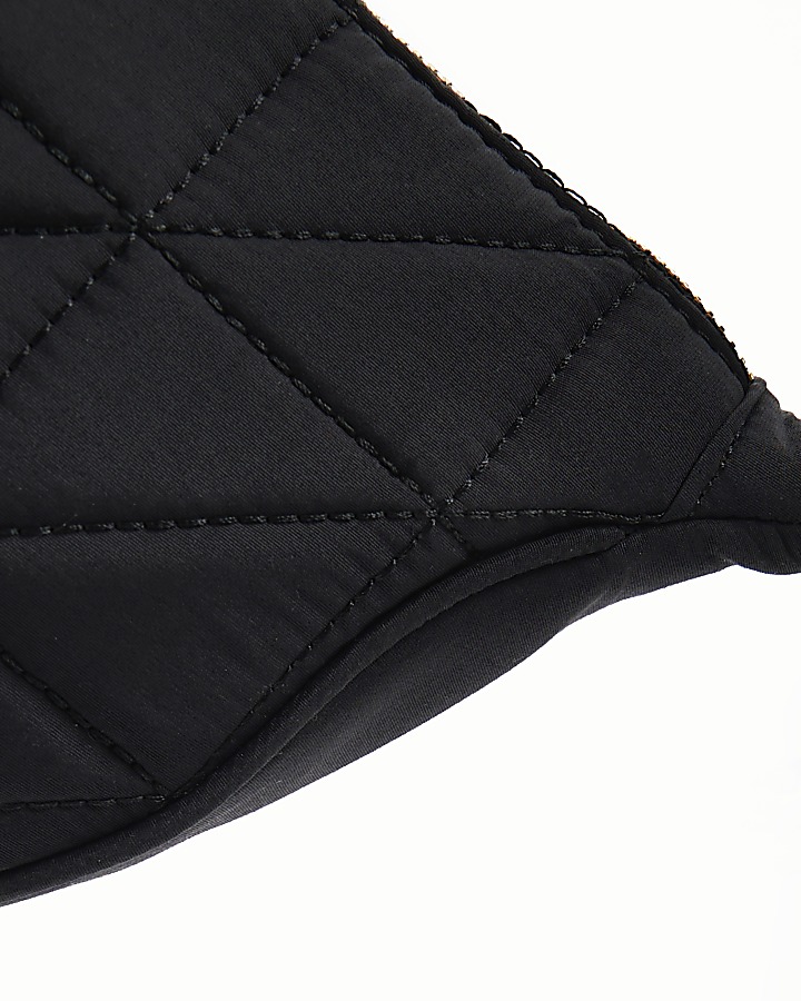 Black soft quilted cross body bag
