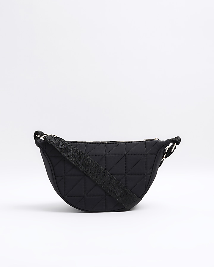 Black soft quilted cross body bag
