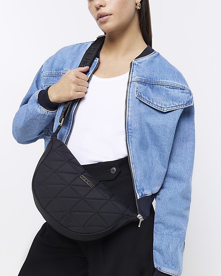 River island discount black quilted bag