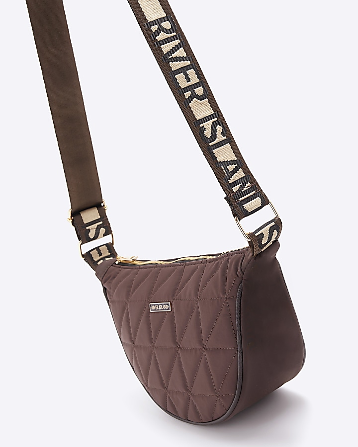 Brown Soft Scoop Quilted Cross Body Bag