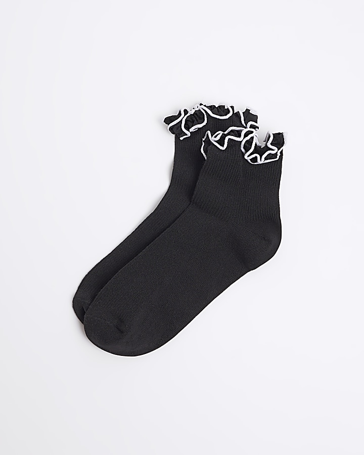 Black frill ankle socks