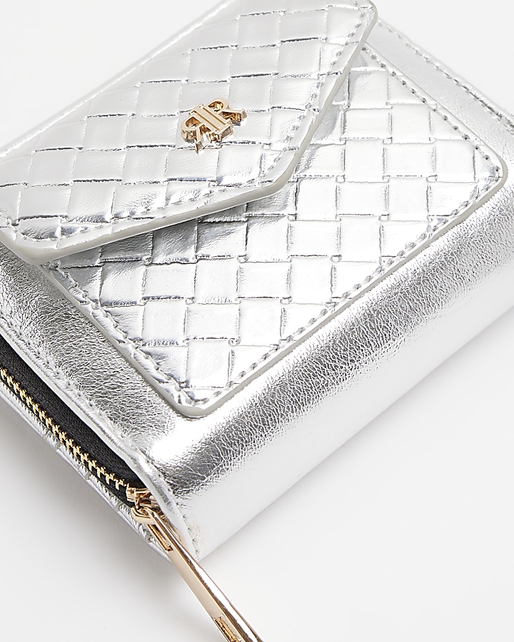 Silver embossed weave mini purse