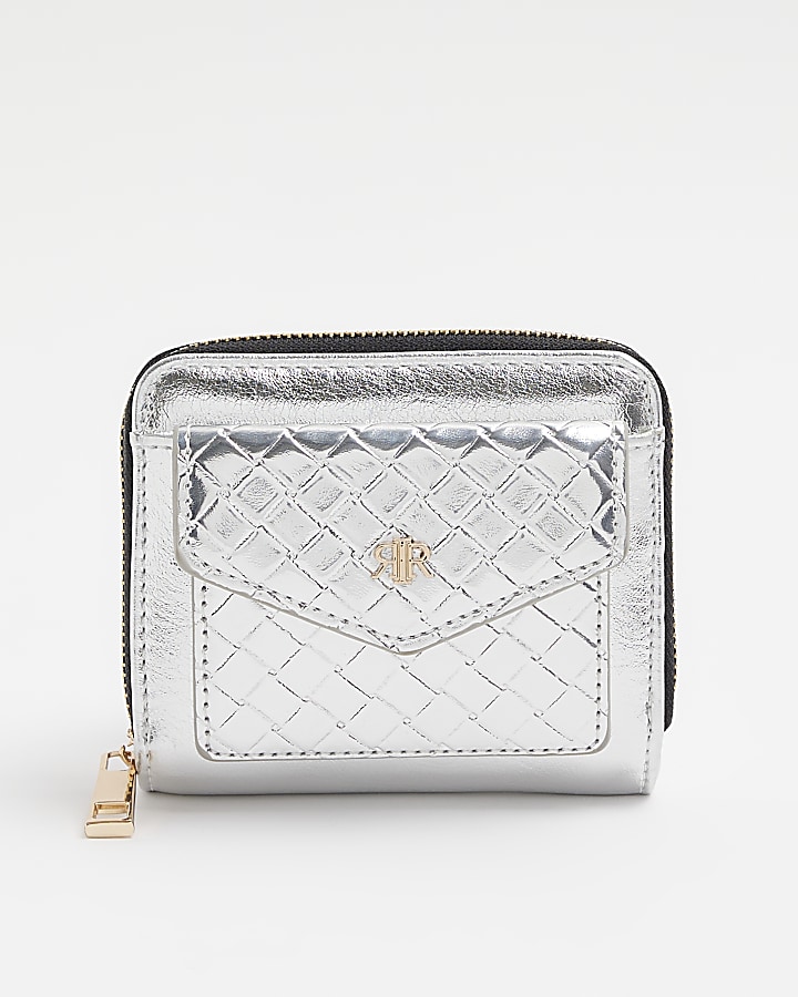 Silver embossed weave mini purse