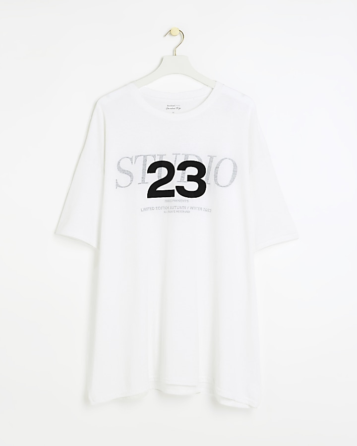 Plus white graphic tshirt River Island