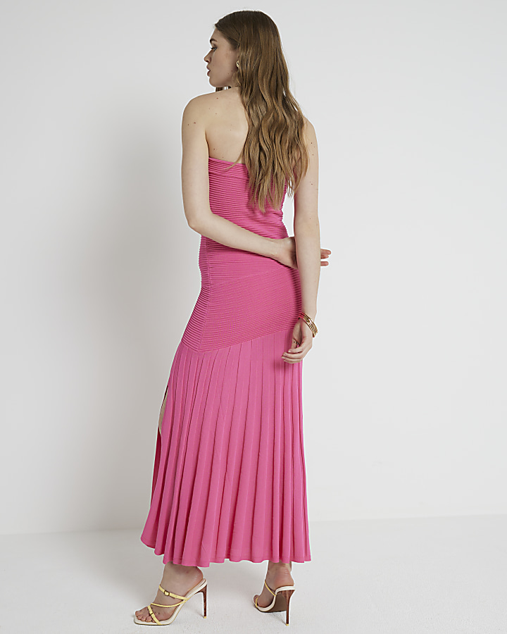 RI Studio Pink Knit Bandeau Midi Dress