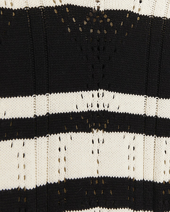 Cream knit stripe bodycon maxi dress