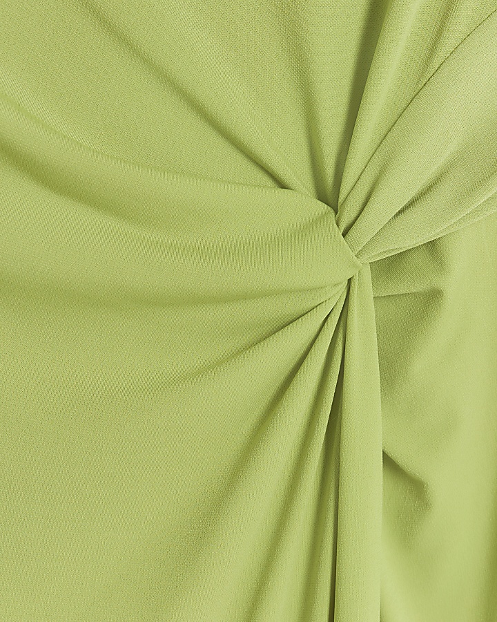Green knot detail bodycon midi dress