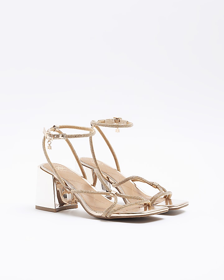 Rose gold wide fit Clipped Heeled Sandal