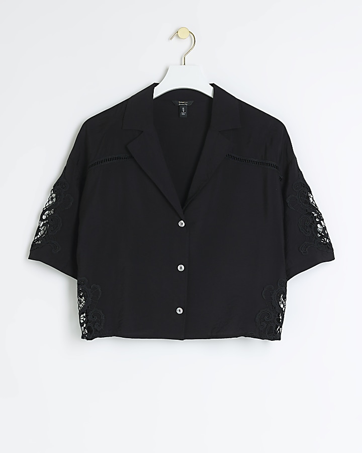 Black lace button up shirt