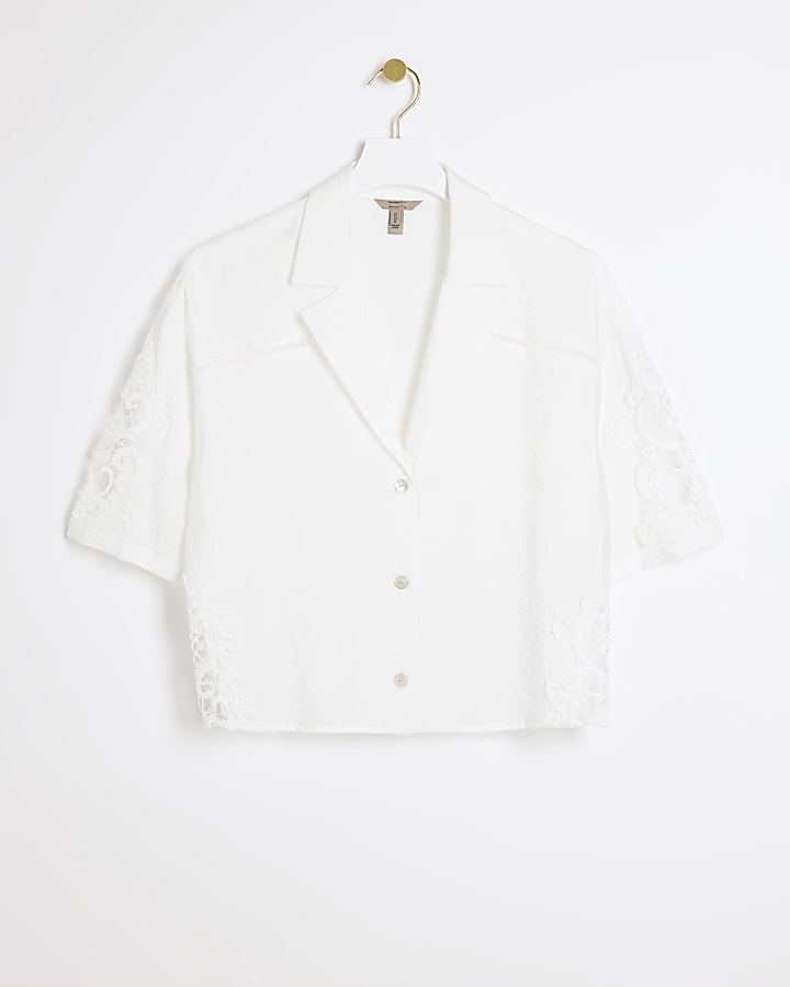 White lace button up shirt