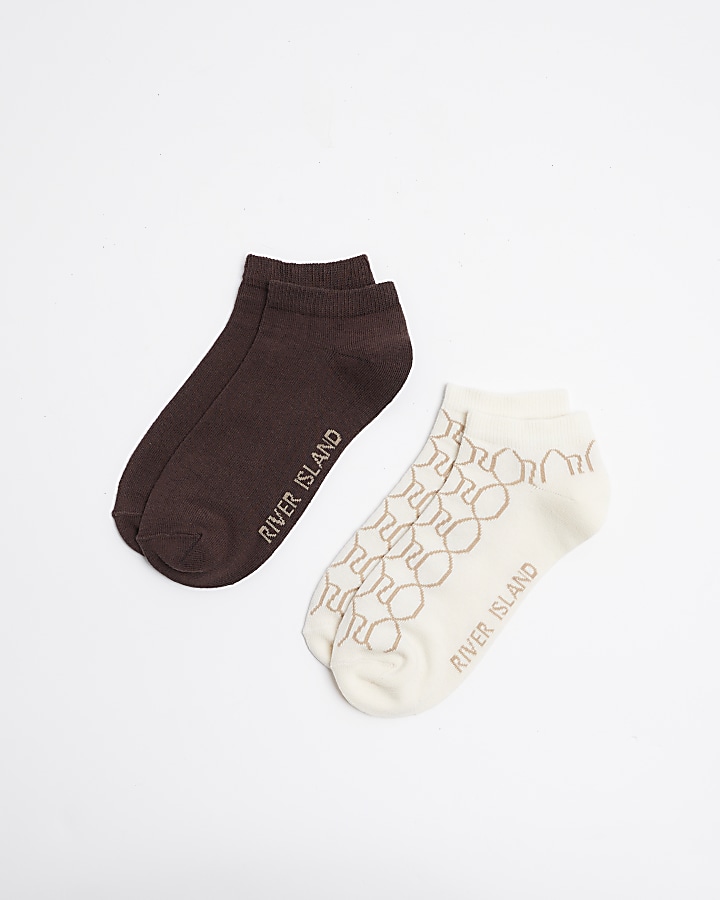 Brown monogram trainer socks multipack