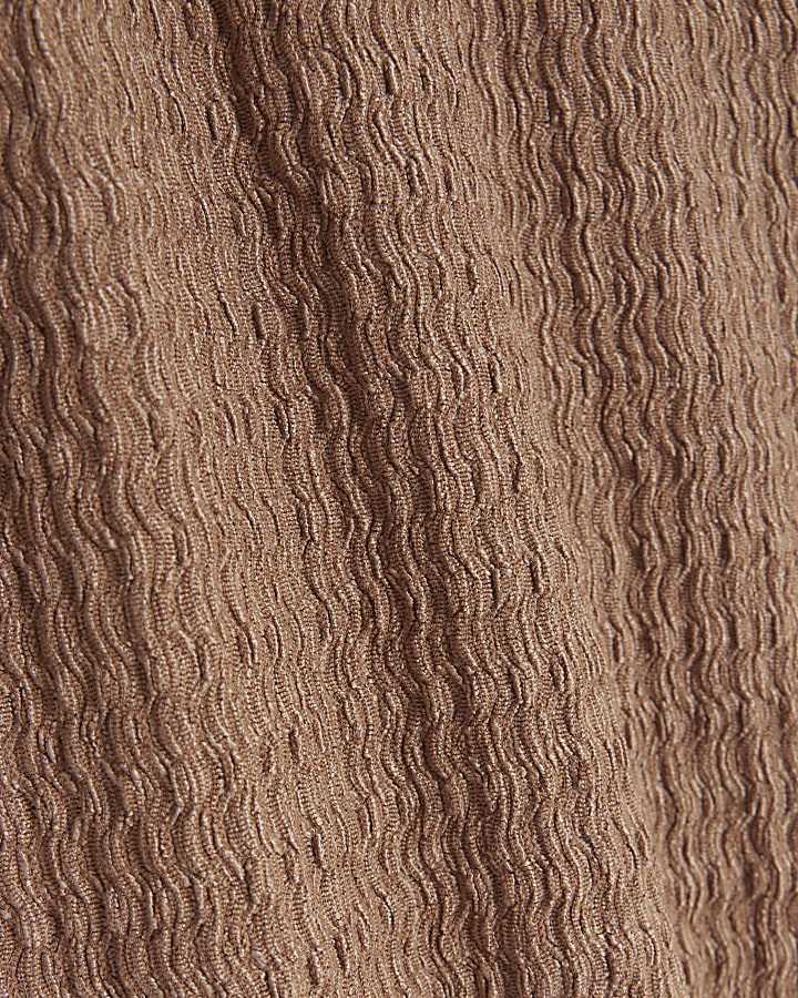Brown textured midi skirt