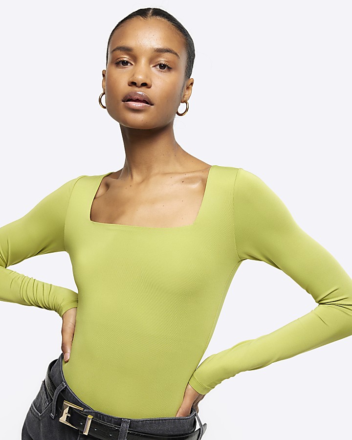 Green long sleeve bodysuit