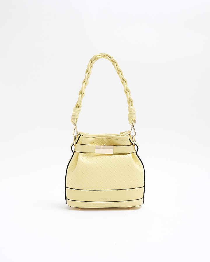 Yellow Woven Bucket Bag