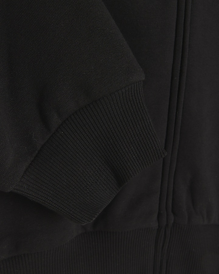 Black Cropped Zip Sweatshirt Bomber