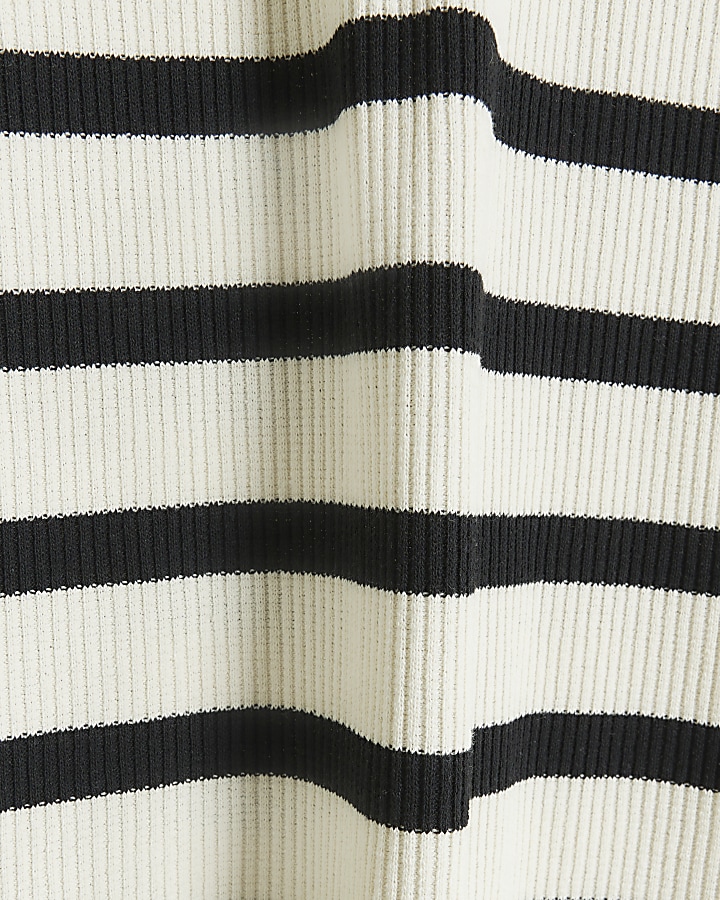 Petite black rib stripe bodycon midi dress