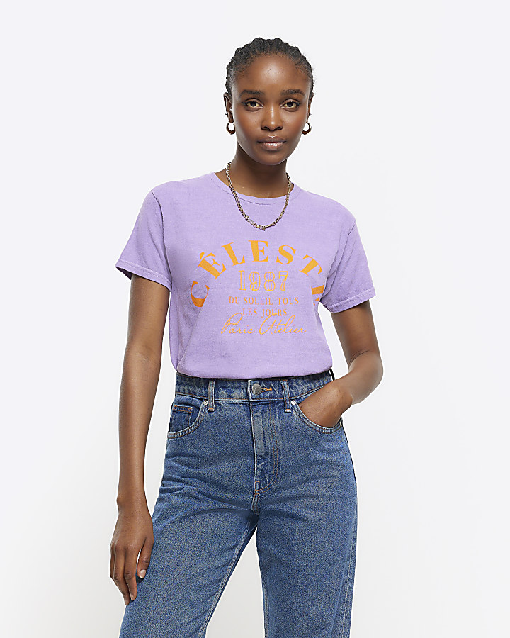 Purple graphic t-shirt | River Island