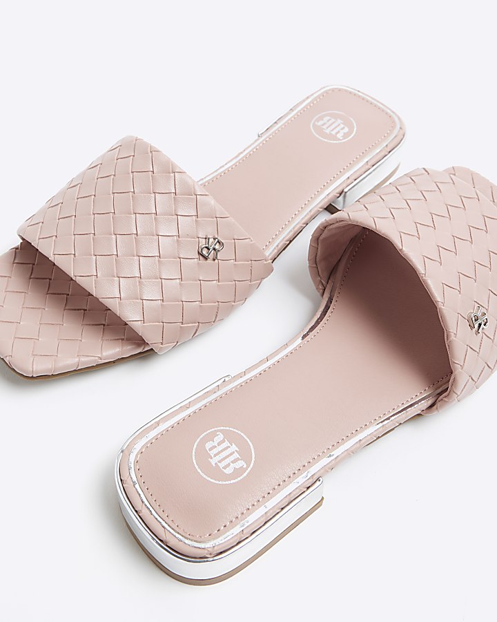 Pink Woven Mule Sandals