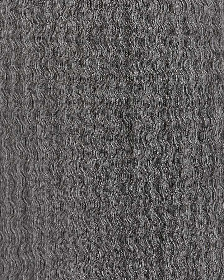 Petite grey textured midi skirt