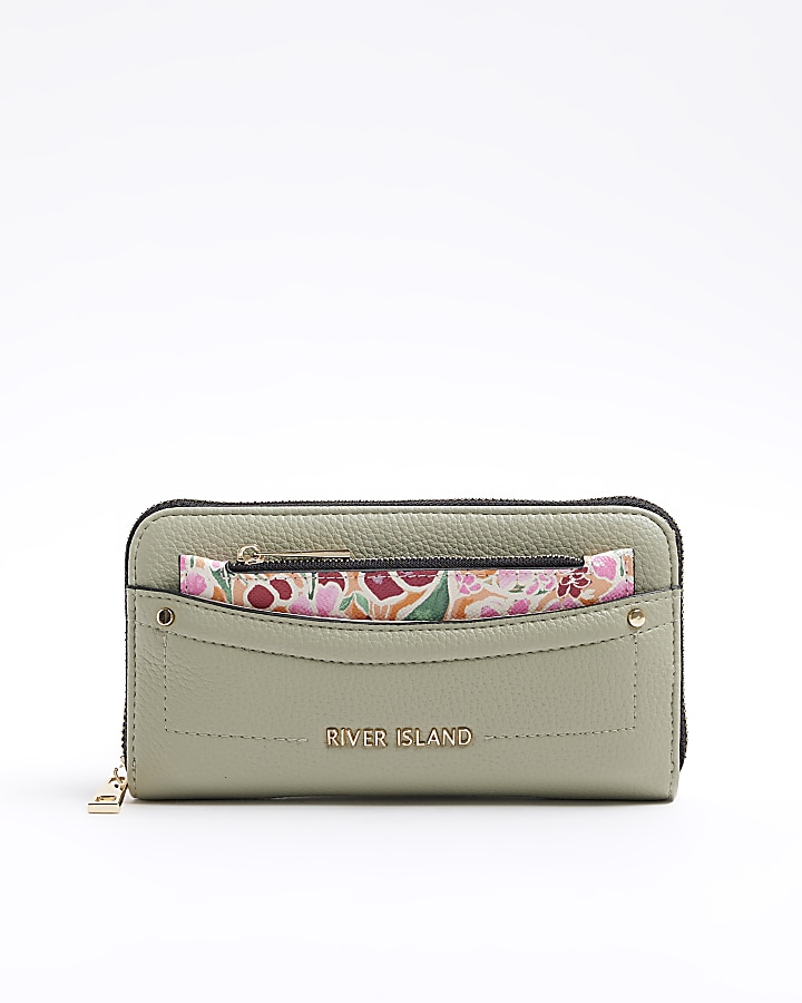 Green floral pouch purse