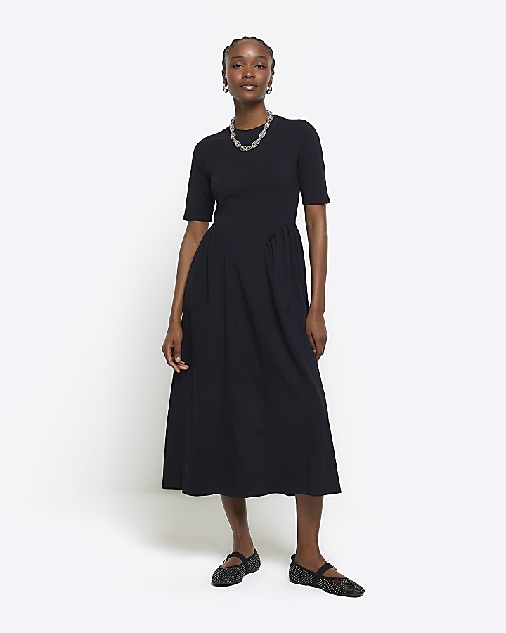 Black tshirt midi clearance dress