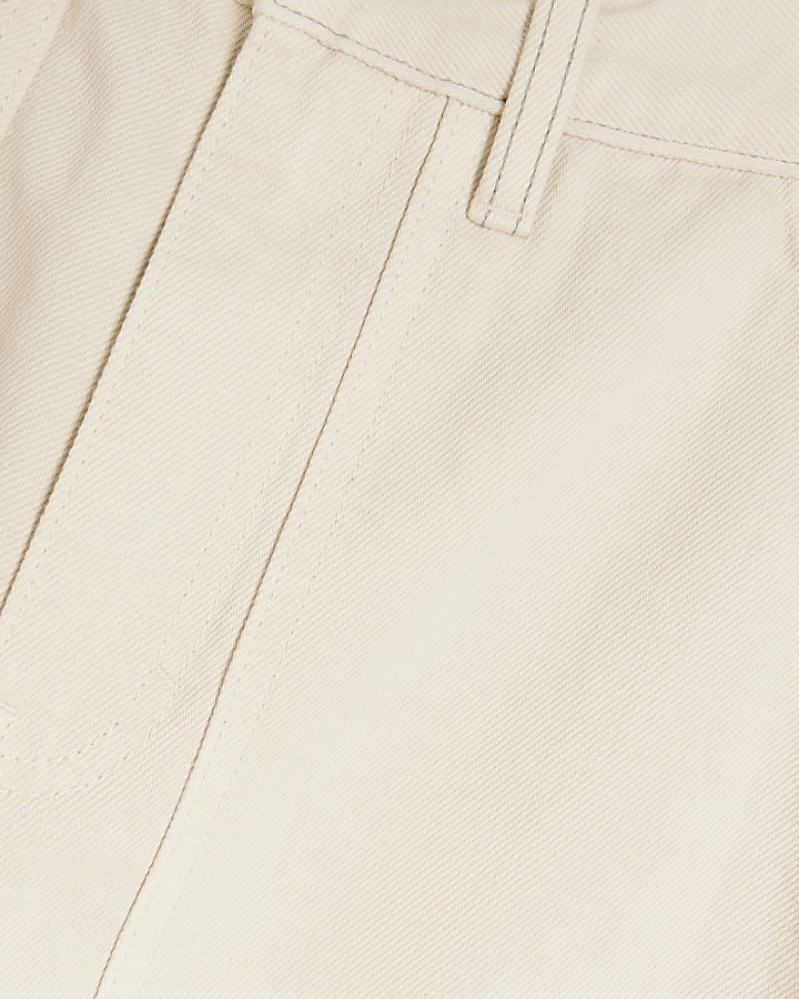 Beige high waisted relaxed straight jeans
