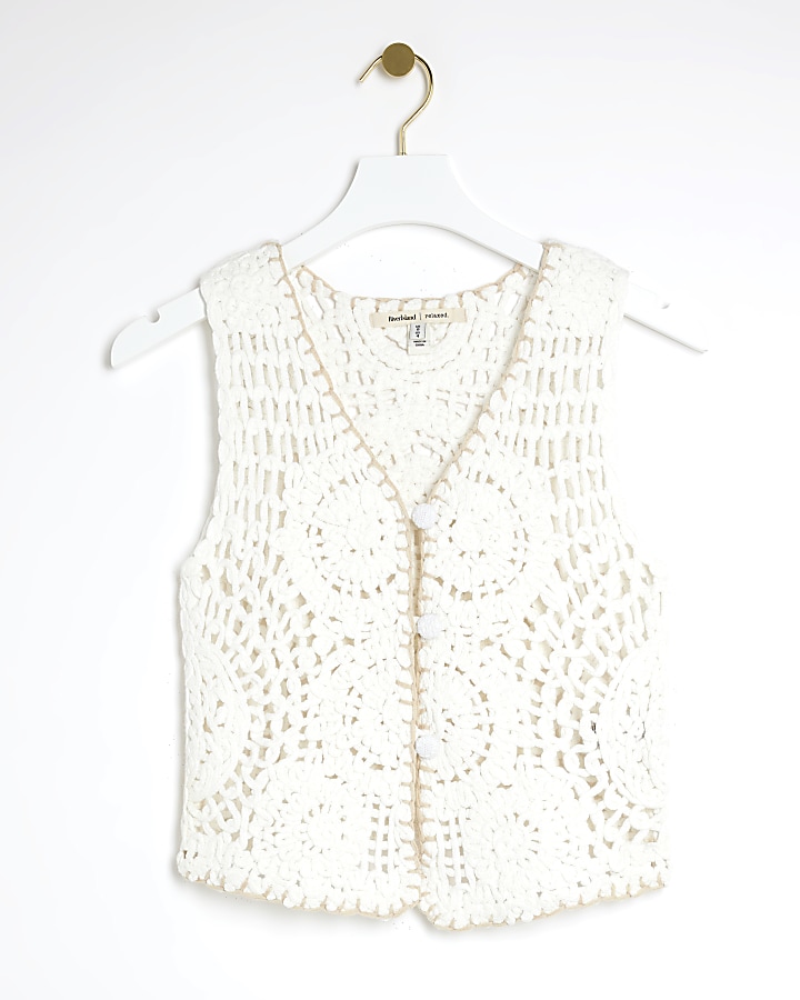 White Crochet Gilet