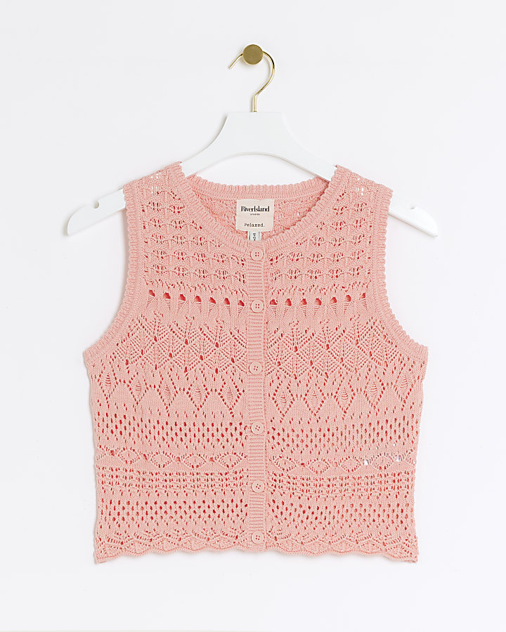Pink Crochet Waistcoat