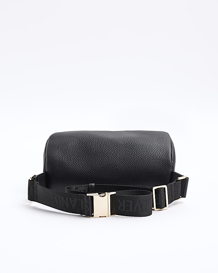 Black woven Pocket Front Bum Bag