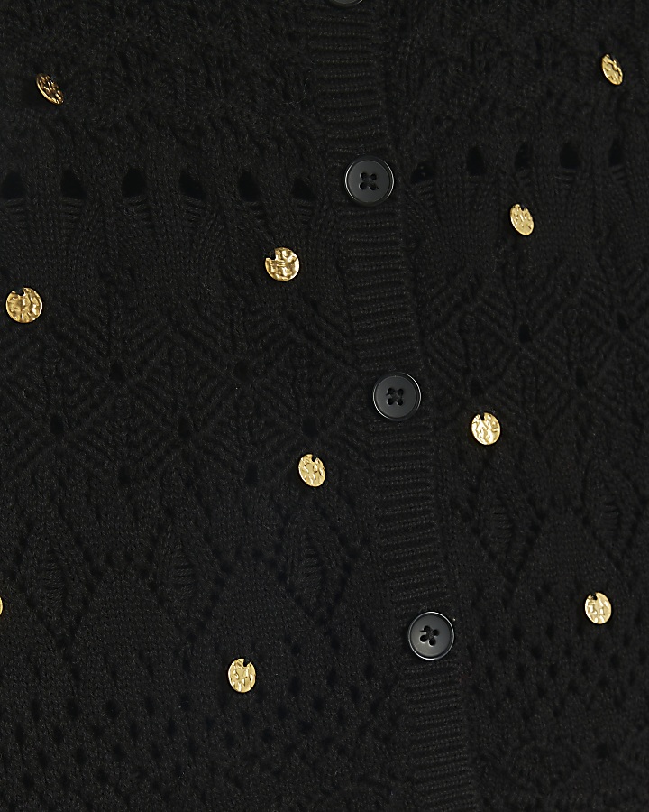 Black crochet embellished waistcoat