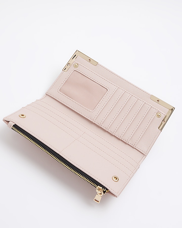 Pink stripe raffia purse