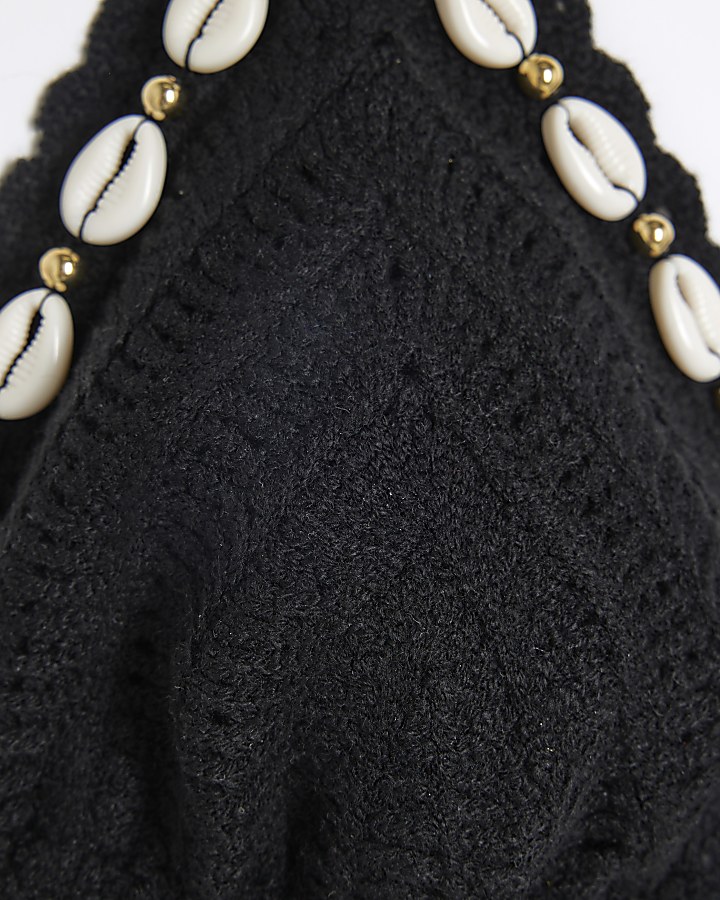 Black Crochet Shell Bikini Top