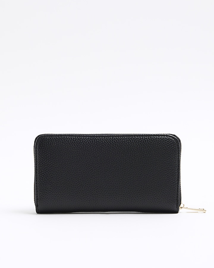 Black woven pouch purse River Island