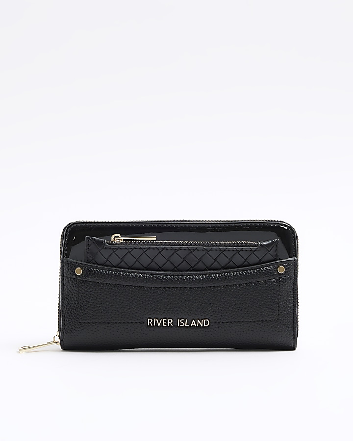 Black woven pouch purse