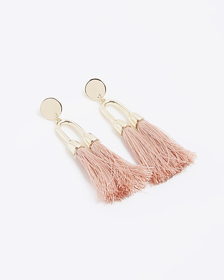 Pink Double Tassel Earrings