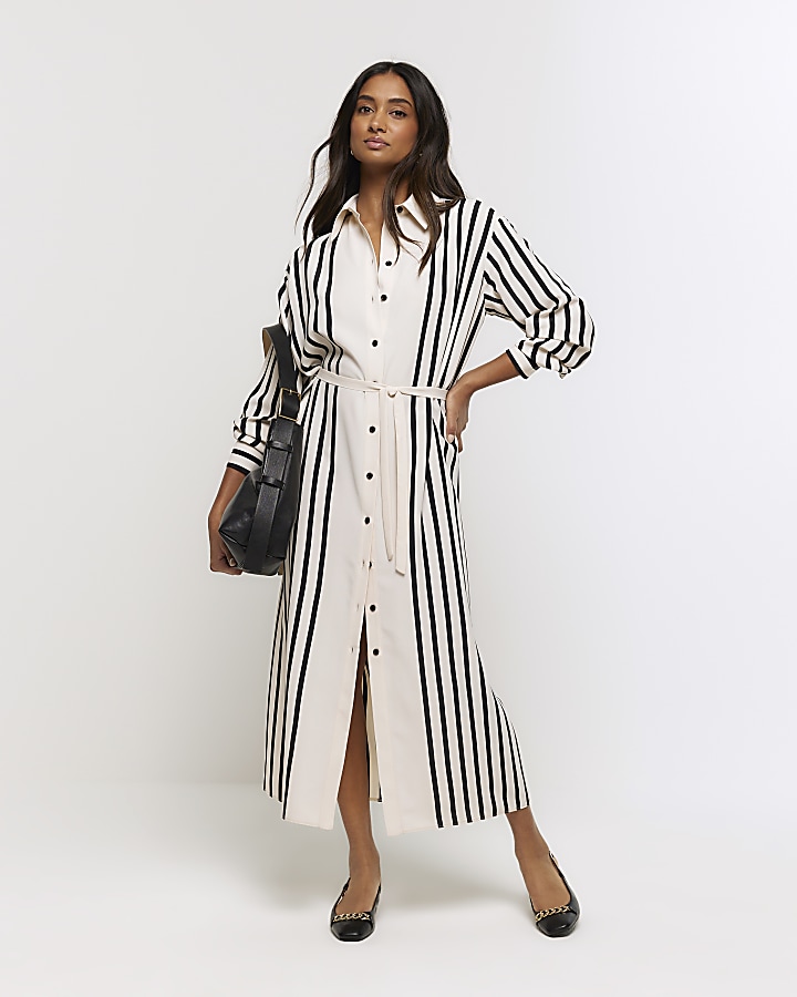 Long sleeve clearance striped midi dress