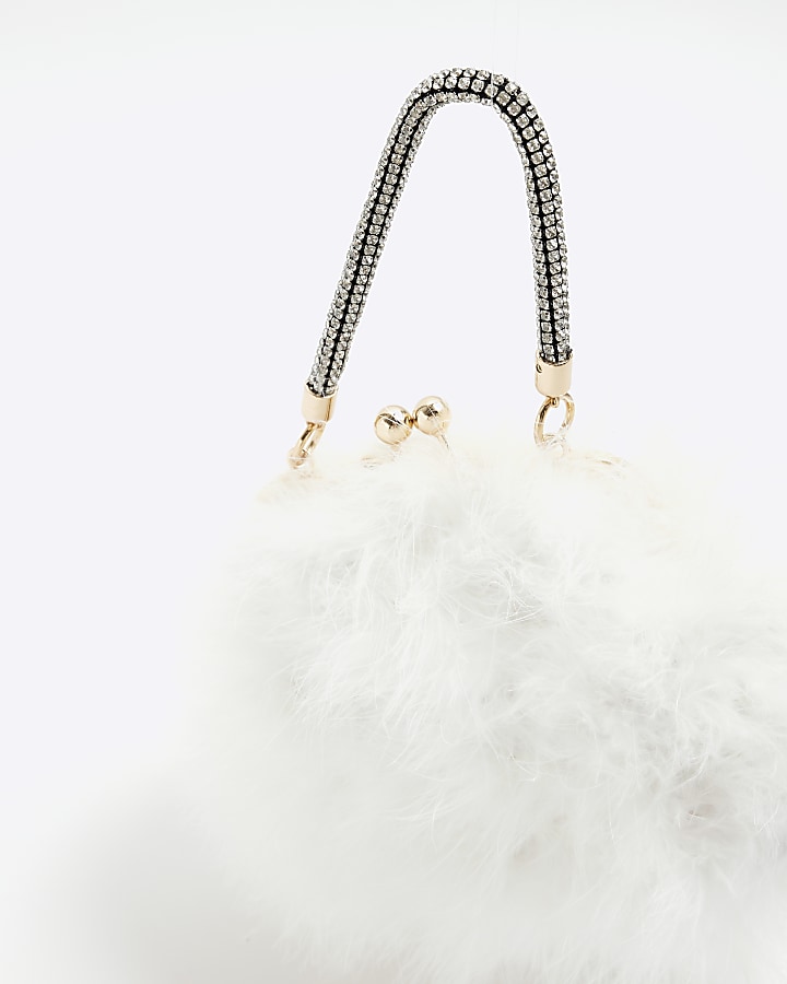 White feather cross body bag