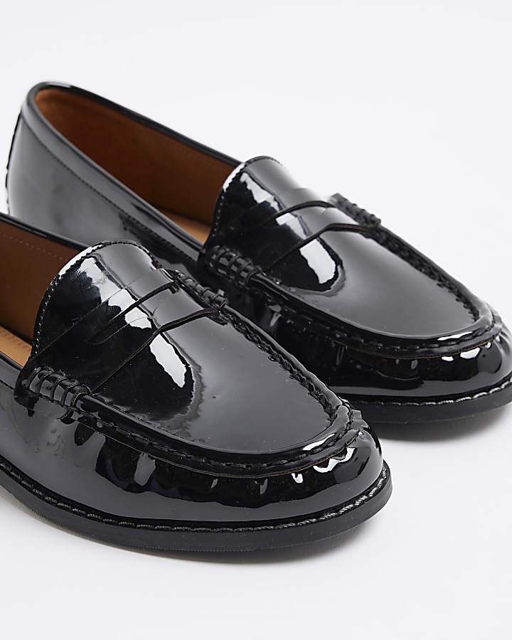 Black patent loafers